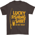 Lucky Fishing Fisherman Funny Mens T-Shirt Cotton Gildan Dark Chocolate