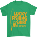 Lucky Fishing Fisherman Funny Mens T-Shirt Cotton Gildan Irish Green