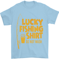 Lucky Fishing Fisherman Funny Mens T-Shirt Cotton Gildan Light Blue
