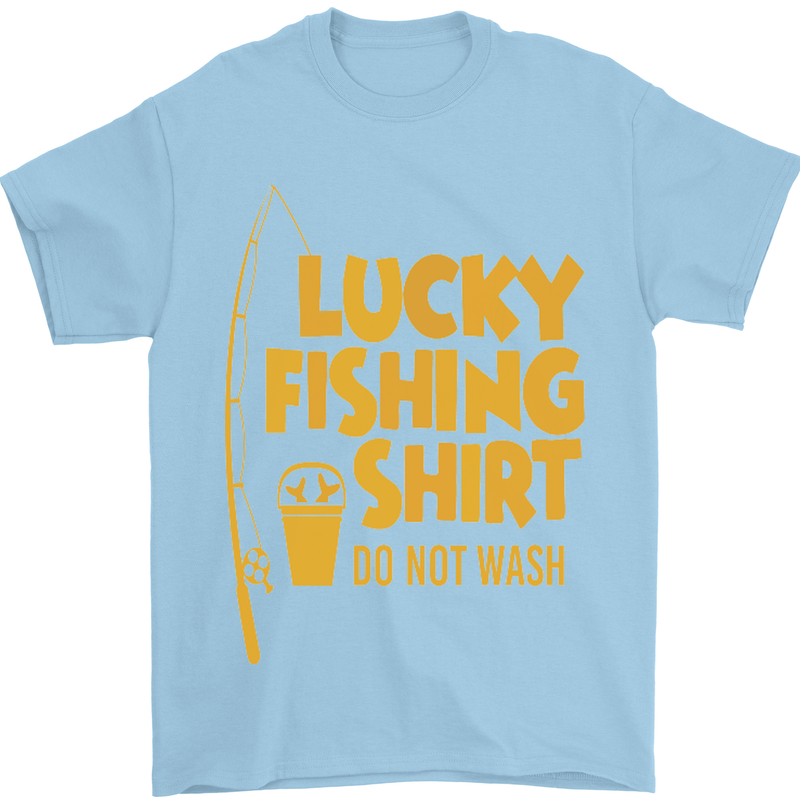 Lucky Fishing Fisherman Funny Mens T-Shirt Cotton Gildan Light Blue