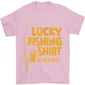 Lucky Fishing Fisherman Funny Mens T-Shirt Cotton Gildan Light Pink