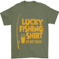 Lucky Fishing Fisherman Funny Mens T-Shirt Cotton Gildan Military Green