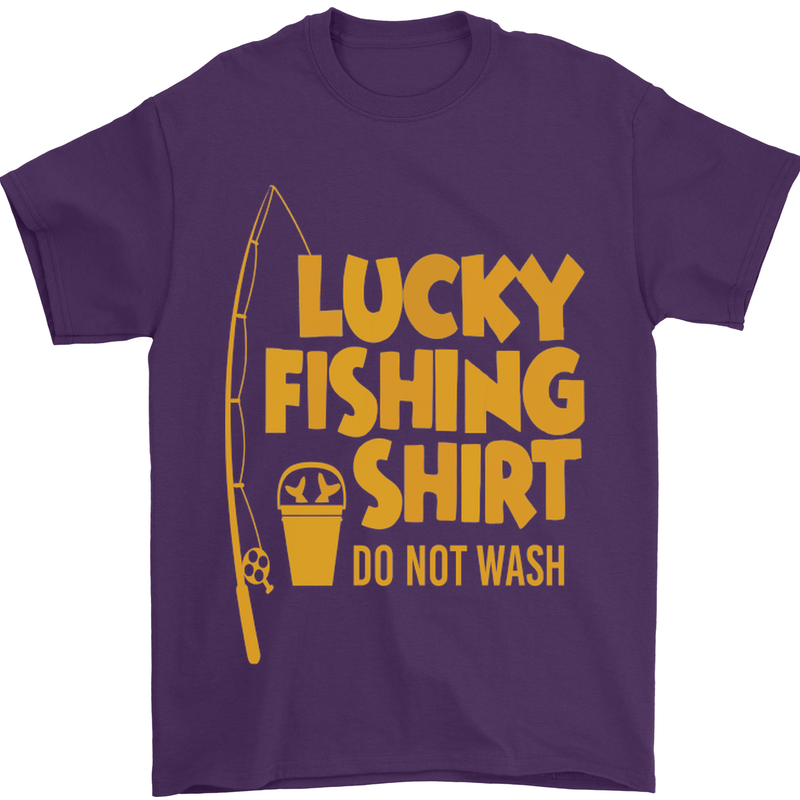 Lucky Fishing Fisherman Funny Mens T-Shirt Cotton Gildan Purple