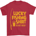 Lucky Fishing Fisherman Funny Mens T-Shirt Cotton Gildan Red