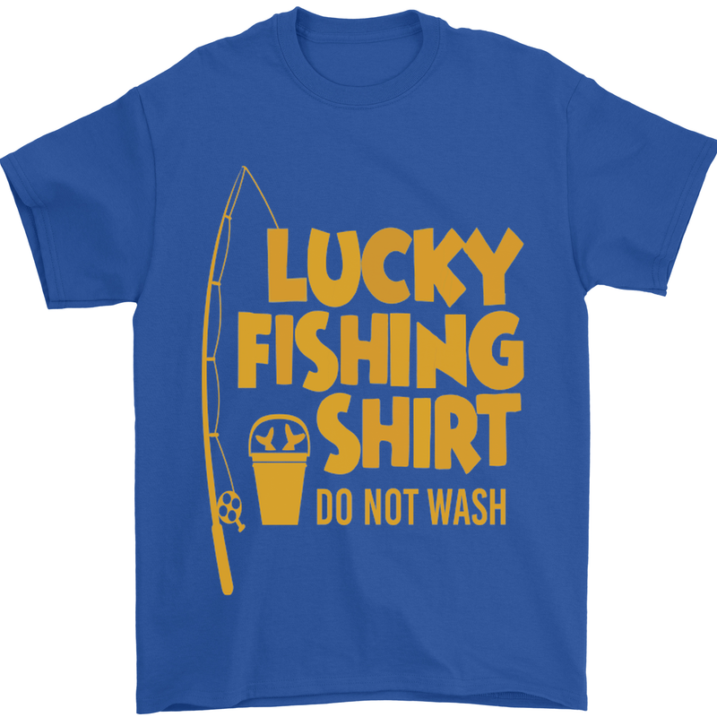 Lucky Fishing Fisherman Funny Mens T-Shirt Cotton Gildan Royal Blue