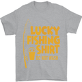 Lucky Fishing Fisherman Funny Mens T-Shirt Cotton Gildan Sports Grey