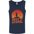 MILF Fishing Funny Fisherman Father's Day Mens Vest Tank Top Navy Blue