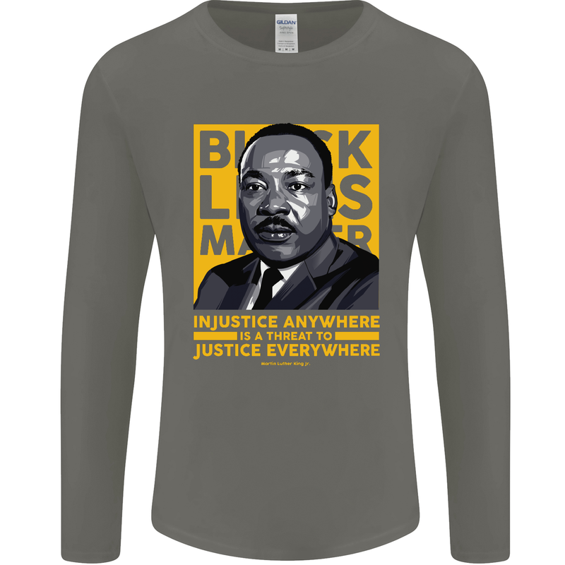 MLK Martin Luther King Black Lives Matter Mens Long Sleeve T-Shirt Charcoal