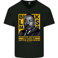 MLK Martin Luther King Black Lives Matter Mens V-Neck Cotton T-Shirt Black
