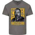 MLK Martin Luther King Black Lives Matter Mens V-Neck Cotton T-Shirt Charcoal