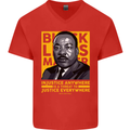 MLK Martin Luther King Black Lives Matter Mens V-Neck Cotton T-Shirt Red
