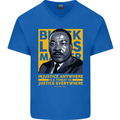 MLK Martin Luther King Black Lives Matter Mens V-Neck Cotton T-Shirt Royal Blue