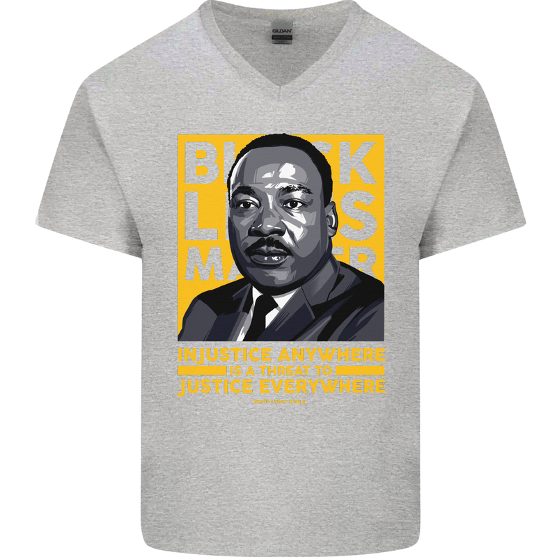 MLK Martin Luther King Black Lives Matter Mens V-Neck Cotton T-Shirt Sports Grey