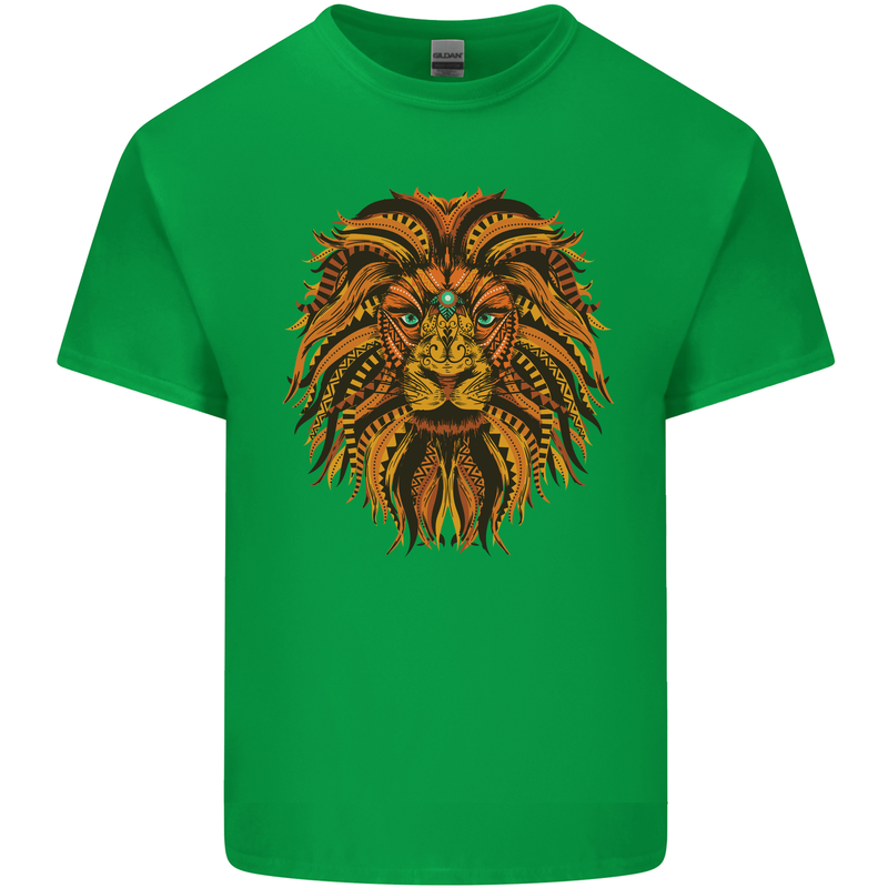 Mandala Art Lion Mens Cotton T-Shirt Tee Top Irish Green