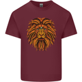 Mandala Art Lion Mens Cotton T-Shirt Tee Top Maroon