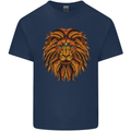 Mandala Art Lion Mens Cotton T-Shirt Tee Top Navy Blue