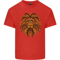 Mandala Art Lion Mens Cotton T-Shirt Tee Top Red
