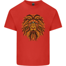 Mandala Art Lion Mens Cotton T-Shirt Tee Top Red