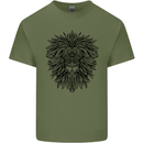 Mandala Lion Mens Cotton T-Shirt Tee Top Military Green