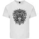 Mandala Lion Mens Cotton T-Shirt Tee Top White