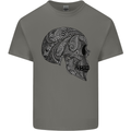 Mandala Skull Gothic Biker Motorbike Mens Cotton T-Shirt Tee Top Charcoal