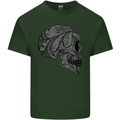 Mandala Skull Gothic Biker Motorbike Mens Cotton T-Shirt Tee Top Forest Green