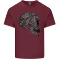 Mandala Skull Gothic Biker Motorbike Mens Cotton T-Shirt Tee Top Maroon