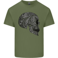 Mandala Skull Gothic Biker Motorbike Mens Cotton T-Shirt Tee Top Military Green