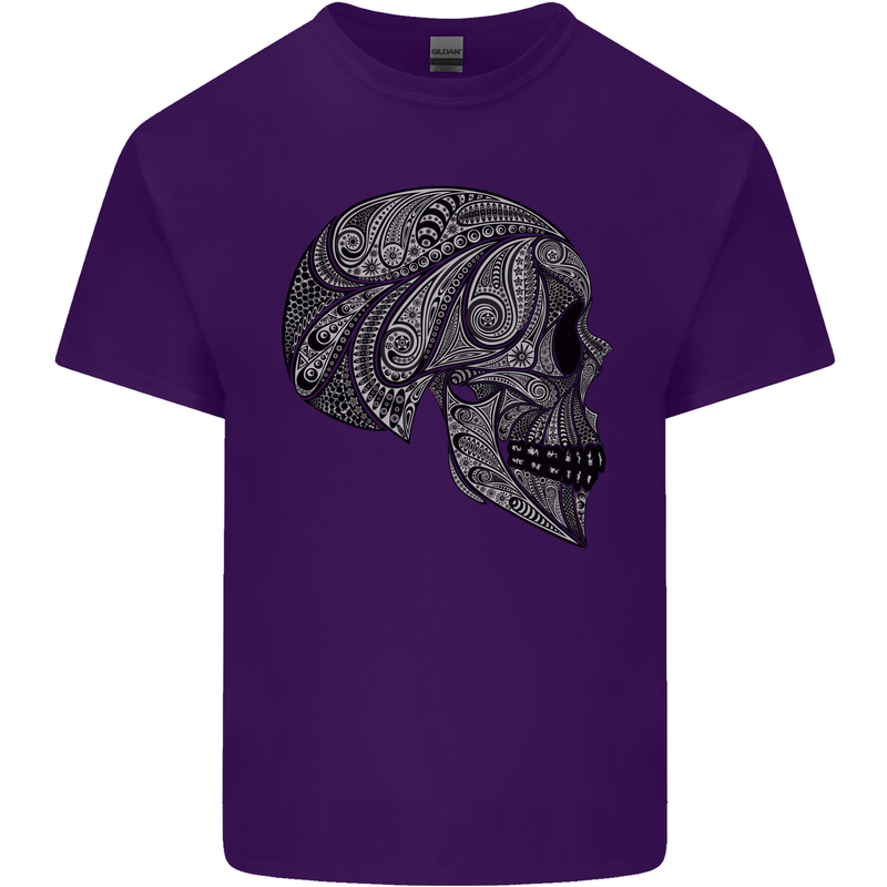 Mandala Skull Gothic Biker Motorbike Mens Cotton T-Shirt Tee Top Purple