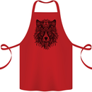 Mandala Tribal Wolf Tattoo Cotton Apron 100% Organic Red