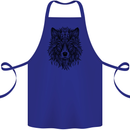 Mandala Tribal Wolf Tattoo Cotton Apron 100% Organic Royal Blue