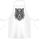 Mandala Tribal Wolf Tattoo Cotton Apron 100% Organic White
