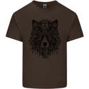 Mandala Tribal Wolf Tattoo Kids T-Shirt Childrens Chocolate