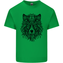 Mandala Tribal Wolf Tattoo Kids T-Shirt Childrens Irish Green