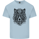 Mandala Tribal Wolf Tattoo Kids T-Shirt Childrens Light Blue