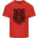 Mandala Tribal Wolf Tattoo Kids T-Shirt Childrens Red