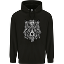Mandala Tribal Wolf Tattoo Mens 80% Cotton Hoodie Black