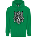 Mandala Tribal Wolf Tattoo Mens 80% Cotton Hoodie Irish Green