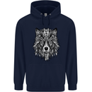 Mandala Tribal Wolf Tattoo Mens 80% Cotton Hoodie Navy Blue