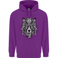 Mandala Tribal Wolf Tattoo Mens 80% Cotton Hoodie Purple