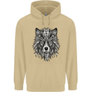 Mandala Tribal Wolf Tattoo Mens 80% Cotton Hoodie Sand