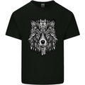 Mandala Tribal Wolf Tattoo Mens Cotton T-Shirt Tee Top Black