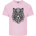 Mandala Tribal Wolf Tattoo Mens Cotton T-Shirt Tee Top Light Pink