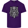 Mandala Tribal Wolf Tattoo Mens Cotton T-Shirt Tee Top Purple