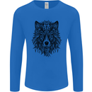 Mandala Tribal Wolf Tattoo Mens Long Sleeve T-Shirt Royal Blue