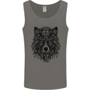 Mandala Tribal Wolf Tattoo Mens Vest Tank Top Charcoal