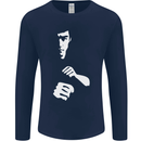 Martial Arts Silhouette MMA Jeet Kune Do Mens Long Sleeve T-Shirt Navy Blue