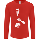 Martial Arts Silhouette MMA Jeet Kune Do Mens Long Sleeve T-Shirt Red