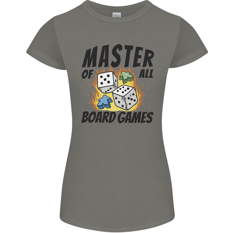 Master of All Board Games Womens Petite Cut T-Shirt Charcoal