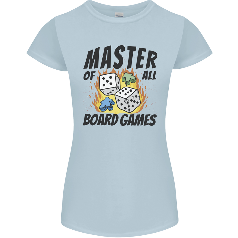 Master of All Board Games Womens Petite Cut T-Shirt Light Blue